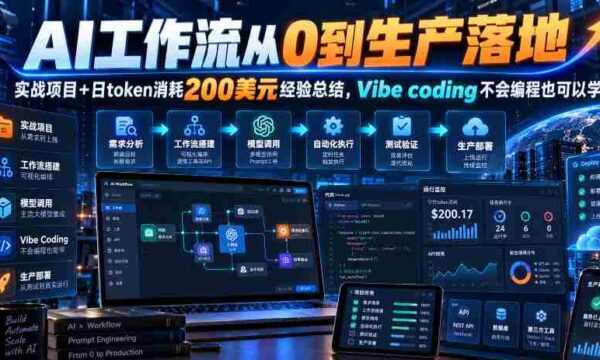 探索AI工作流从无到有：实战项目助力，仅需每日200美元，Vibe coding让编程小白也能驾驭
