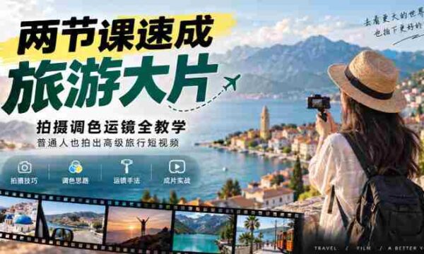 两节课速成旅游大片｜拍摄调色运镜全教学，普通人也拍出高级旅行短视频