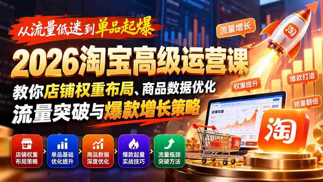 2026年淘宝运营秘籍大公开：流量低谷逆袭，揭秘单品爆红之道，全面解析店铺权重、商品数据优化及流量增长策略