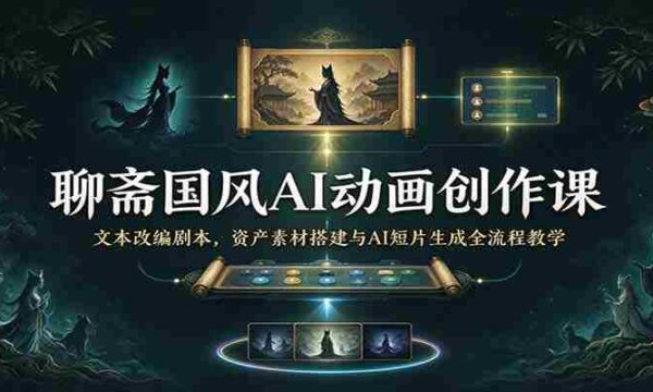 聊斋国风AI动画创作课：文本改编剧本，资产素材搭建与AI短片生成全流程教学