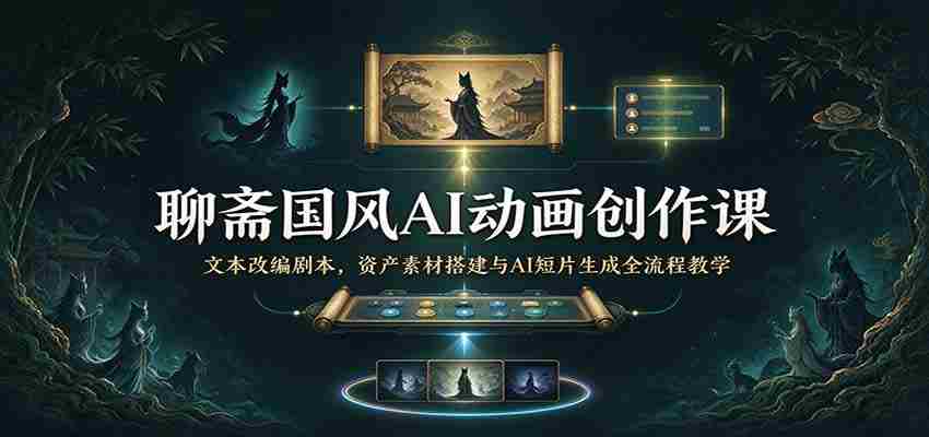 聊斋国风AI动画创作课：文本改编剧本，资产素材搭建与AI短片生成全流程教学