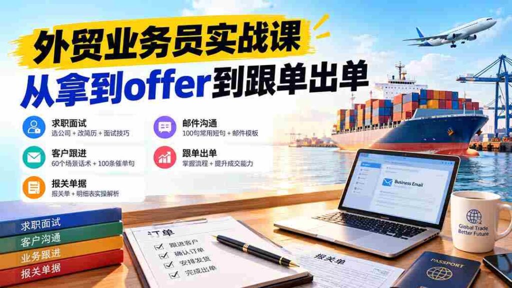 外贸业务员从求职到出单实战课：教你筛选优质公司、优化简历、应对面试、客户跟进催单及出口报关操作篇