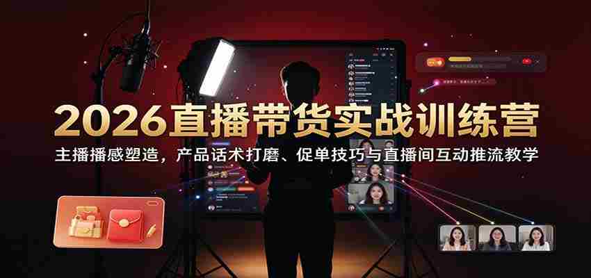 2026带货直播实操班：打造主播魅力，精进话术策略，解锁成交秘诀及直播间引流互动技巧