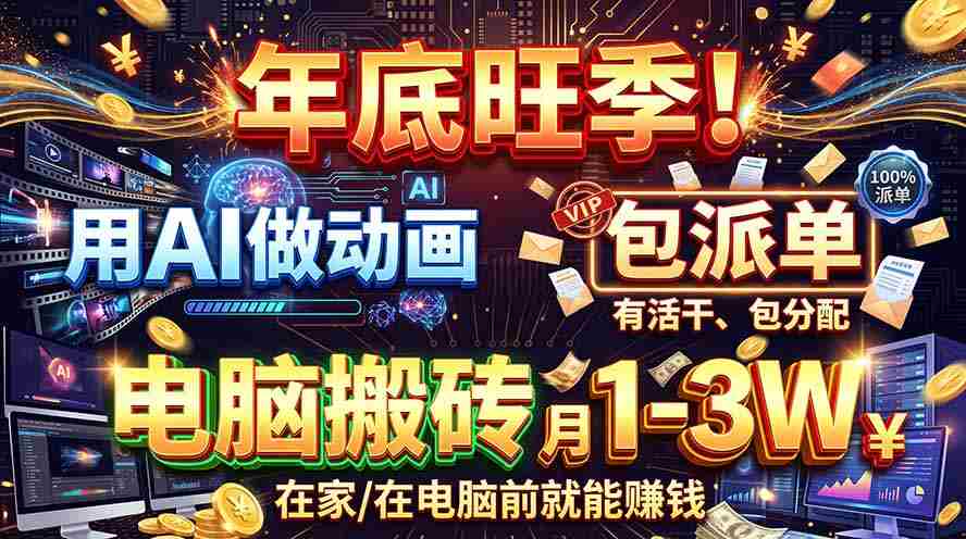 智能动画制作，旺季商机无限！每单收益高达500-1000元，专属接单途径，零基础也能轻松上手！