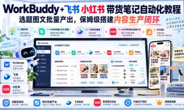飞书小红书带货攻略：WorkBuddy+笔记自动化，批量生成精选图文，轻松打造内容生产闭环【教程文档