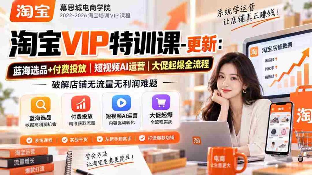 揭秘淘宝VIP独家课程：1016版全攻略！掌握蓝海选品与精准投放，短视频AI运营大揭秘，助力大促全流程，轻松解决店铺流量与盈利困境