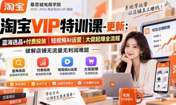 揭秘淘宝VIP独家课程：1016版全攻略！掌握蓝海选品与精准投放，短视频AI运营大揭秘，助力大促全流程，轻松解决店铺流量与盈利困境