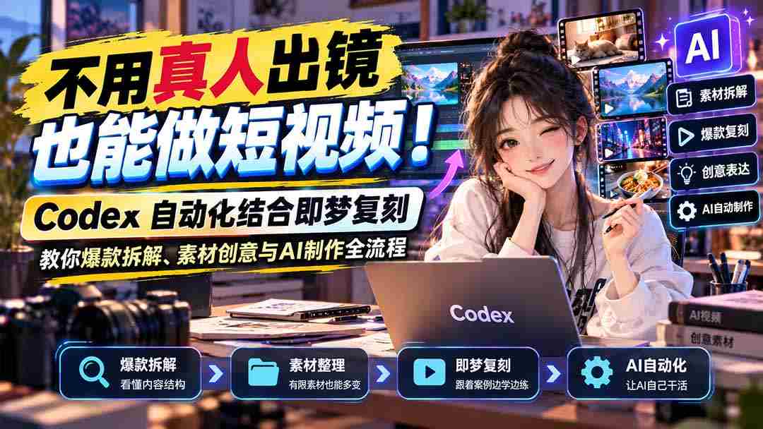 不用真人出镜也能做短视频！Codex自动化结合即梦复刻，教你爆款拆解、素材创意与AI制作全流程