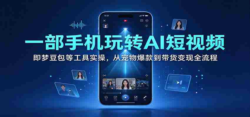 一部手机玩转AI短视频：即梦豆包等工具实操，从宠物爆款到带货变现全流程