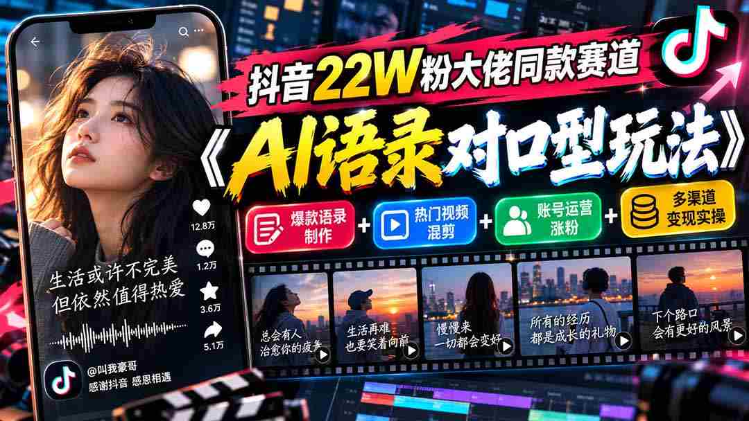揭秘抖音22万粉丝大V青睐的AI对口型挑战：语录创新+热门混剪+粉丝增长策略+变现技巧一网打尽