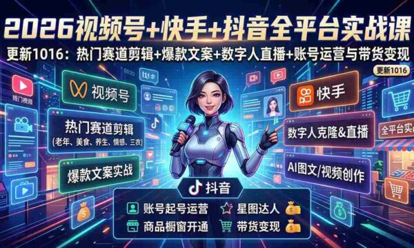 短视频全链路剪辑与数字人直播技巧：三大热门平台实战教程，3月更新，轻松实现收益变现