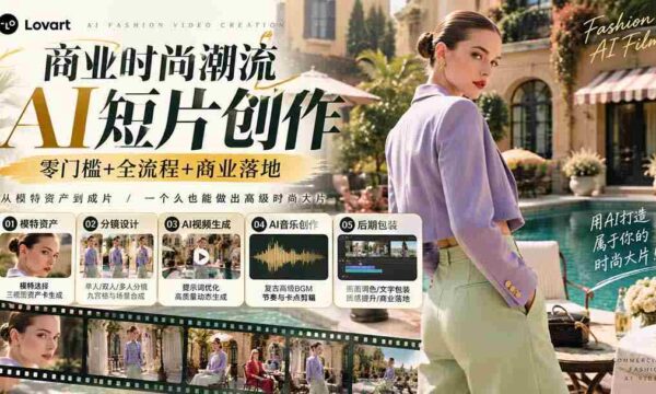 从一张模特图到高级时尚广告大片：AI三视图资产、场景合成、电影分镜、动态生成与复古音乐剪辑实战课