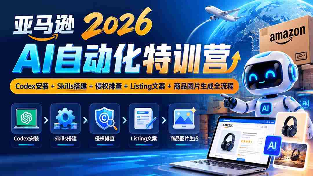 2026年亚马逊AI自动化高峰，10月特训营来袭：Codex一键安装，Skills轻松搭建，侵权风险全面排查，Listing文案与商品图片制作全攻略！