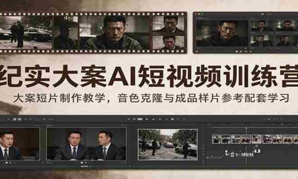 纪实大案AI短视频训练营：大案短片制作教学，音色克隆与成品样片参考配套学习
