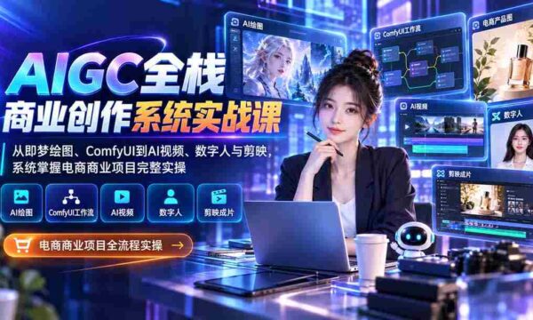 1017全新升级！AIGC全栈创作系统实战教学：深入探索即梦绘图、ComfyUI，AI视频制作，数字人打造与剪映应用，全面掌握电商商业项目实操技能