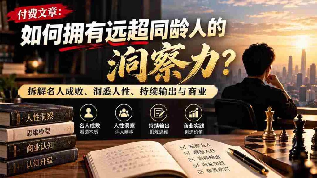 解锁洞察力秘诀：超越同龄，剖析名流得失，深挖人性本质，不断创作与商业实战之道