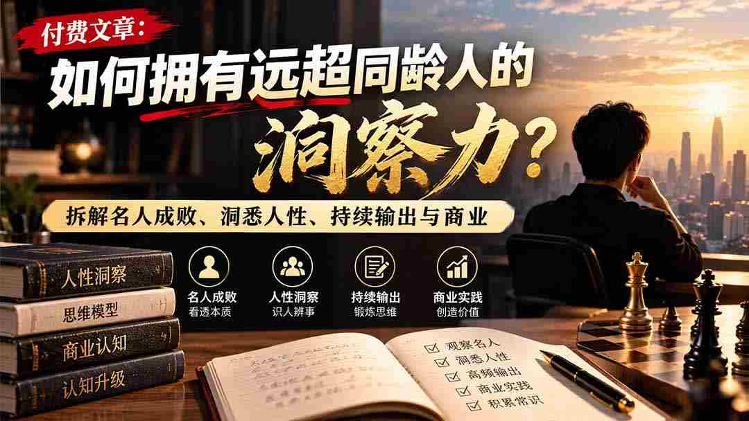 解锁洞察力秘诀：超越同龄，剖析名流得失，深挖人性本质，不断创作与商业实战之道