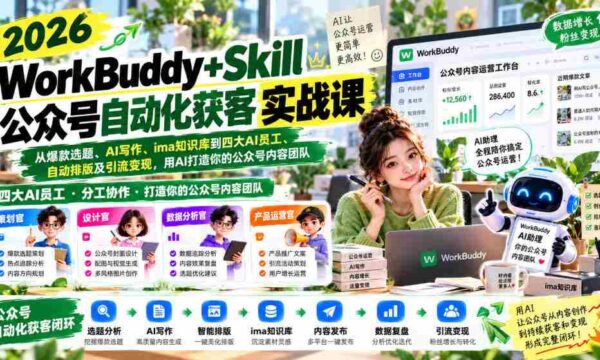 2026年WorkBuddy+Skill公众号引流攻略：AI赋能，从选题爆款到自动变现，构建高效内容矩阵