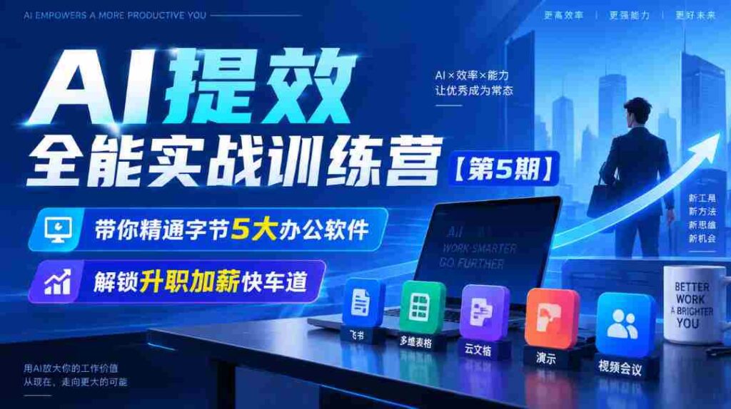 全新升级】无水印AI效率大师训练营第五季，掌握字节五大办公利器，开启职场晋升加速之旅