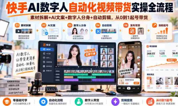 深入解析快手AI数字人带货技巧：从素材到成品，全方位自动操作指南（全新2026版）