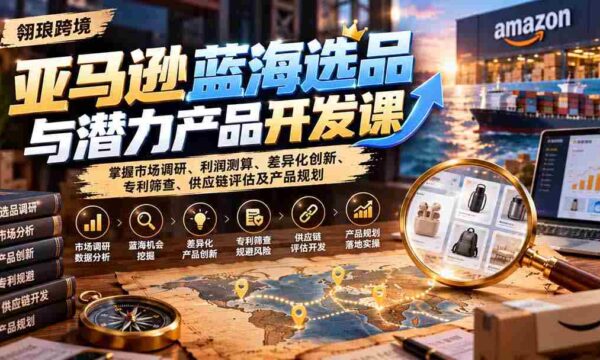揭秘亚马逊市场蓝海：课程详解选品策略、盈利分析、独创新意、专利审查、供应链解析与产品蓝图设计
