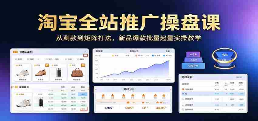 淘宝全站营销实战课程：从选品测试到矩阵策略，教你批量打造爆款热销产品实操指南