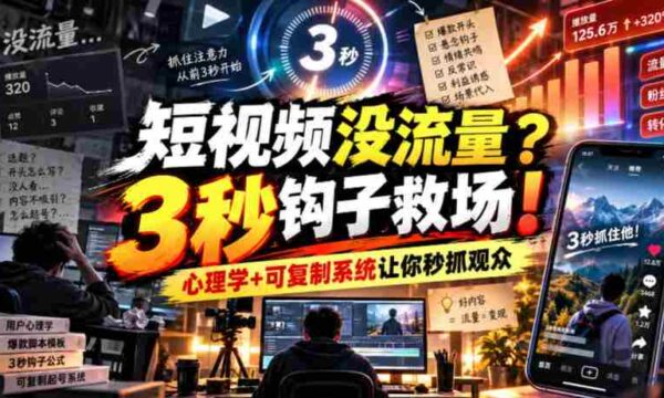 流量解困】短视频播放量低迷？掌握3秒吸睛技巧！运用心理策略与复制系统，轻松锁定观众目光【独家双语呈现