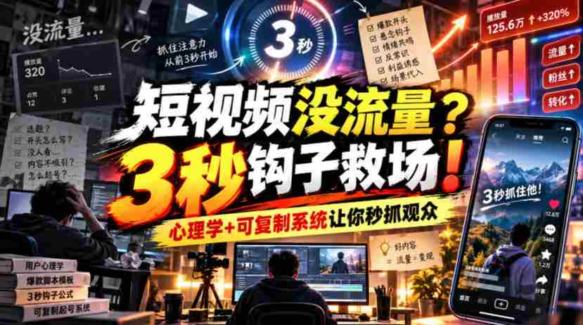 流量解困】短视频播放量低迷？掌握3秒吸睛技巧！运用心理策略与复制系统，轻松锁定观众目光【独家双语呈现