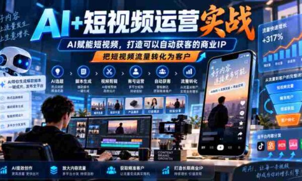 AI助力短视频运营，智能引流打造商业IP，自动获客，流量变现之道