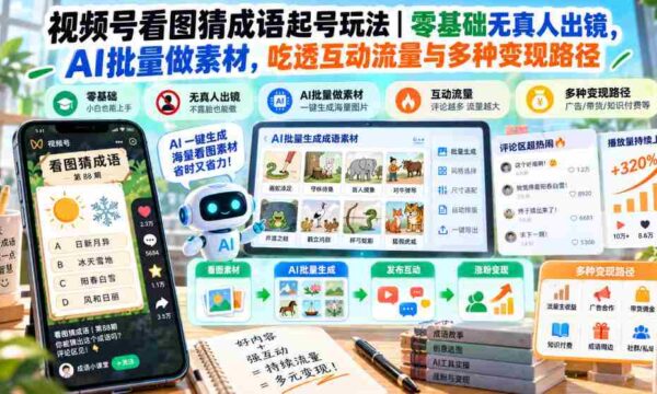 图说成语挑战来袭：零门槛视频号运营，AI赋能轻松制胜，解锁互动流量新玩法