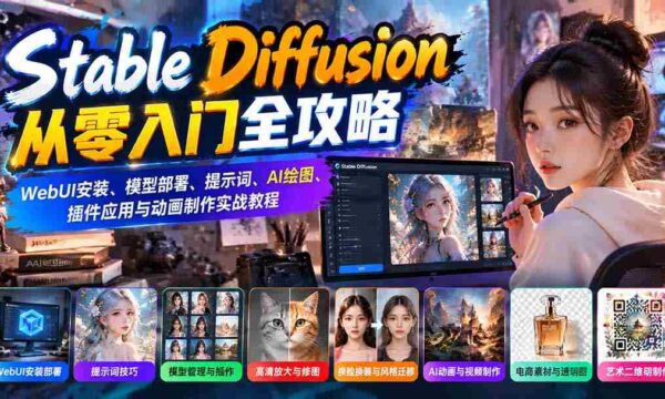 Stable Diffusion从零入门全攻略：WebUI安装、模型部署、提示词、AI绘图、插件应用与动画制作实战教程