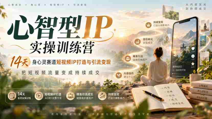 14天身心提升短视频IP塑造之旅：心智IP实操营，短视频流量变现攻略