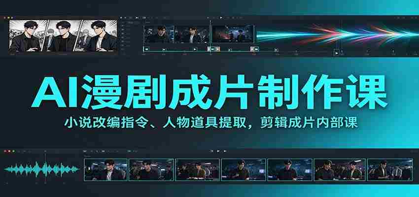 AI漫剧成片制作课：小说改编指令、人物道具提取，剪辑成片全流程