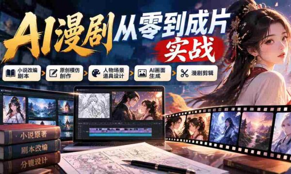 从零开始打造AI动漫：小说改编剧本、原创风格创作、角色场景道具构思、AI图像制作及动漫剪辑实战攻略