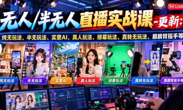 10月20日全新直播课程：揭秘无人直播、半无人直播多元技巧，涵盖实景AI、真人互动、绿幕特效、真转无多种玩法，更有麒麟臂摇手绝技分享！