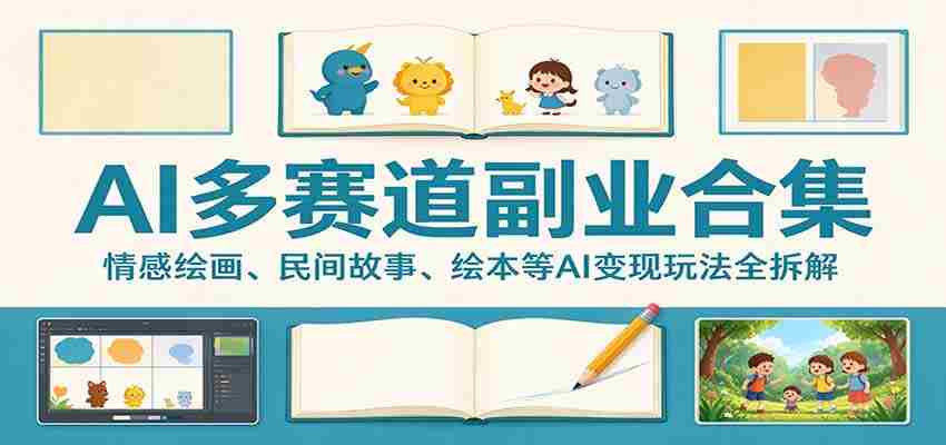 AI多赛道副业合集：情感绘画、民间故事、绘本等AI变现玩法全拆解