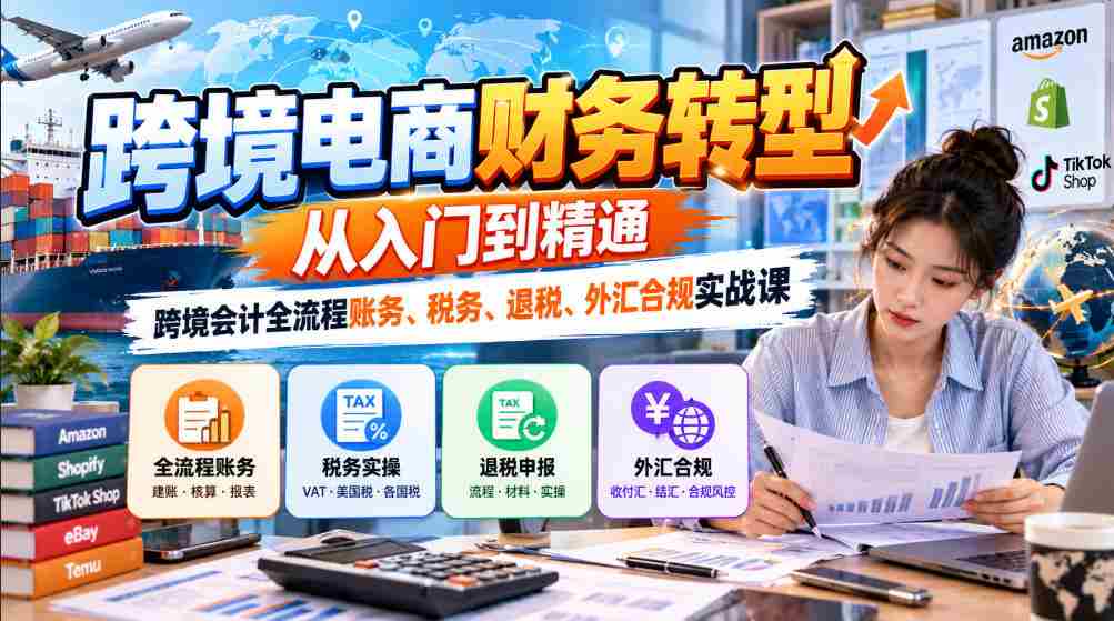 深入解析跨境电商财务升级：新手至高手的跨越之旅——全方位跨境会计实务课程，涵盖账务、税务、退税与外汇合规