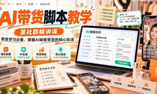 AI带货脚本教学，某社群精讲课，带货学习必看，掌握AI赋能带货的核心玩法