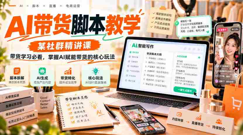 AI带货脚本教学，某社群精讲课，带货学习必看，掌握AI赋能带货的核心玩法