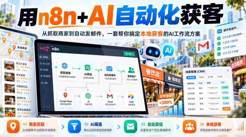 AI赋能本地营销】n8n+智能工具打造全流程获客方案：高效抓取商家信息，一键发送邮件，专业AI工作流轻松助力客户拓展