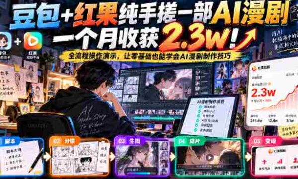 手工制作豆包红果AI动画仅用一个月，收获粉丝2.3万！全方位教程揭秘，零基础轻松掌握AI动画制作技巧