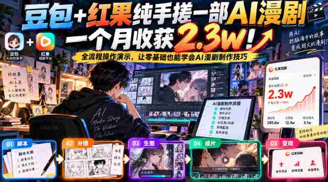 手工制作豆包红果AI动画仅用一个月，收获粉丝2.3万！全方位教程揭秘，零基础轻松掌握AI动画制作技巧