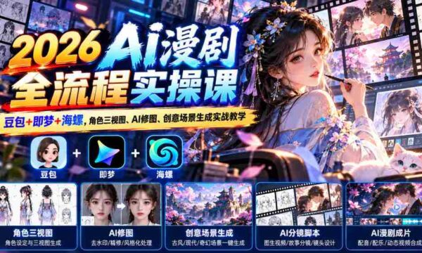 2026年AI动画剧集制作全程揭秘：豆包、即梦、海螺三大平台，深入解析角色三维建模、AI图像处理与创意场景设计实战技巧