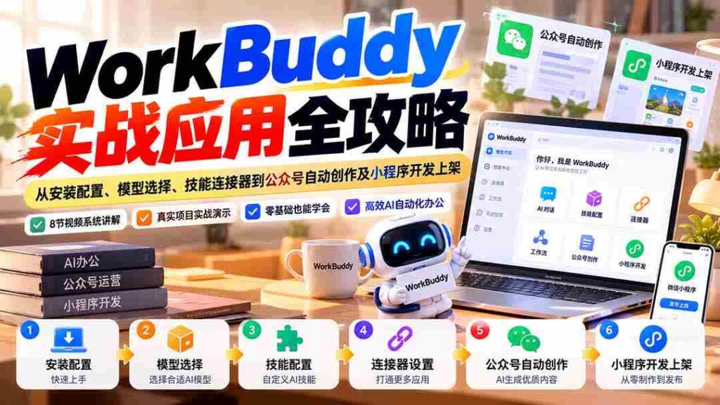 全方位解析WorkBuddy：安装设置、模型挑选、技能插件与公众号自动生成及小程序开发发布指南