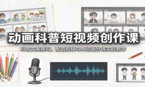 动画科普短视频创作课：科普文案撰写，配音剪辑与AI动画分镜实战教学