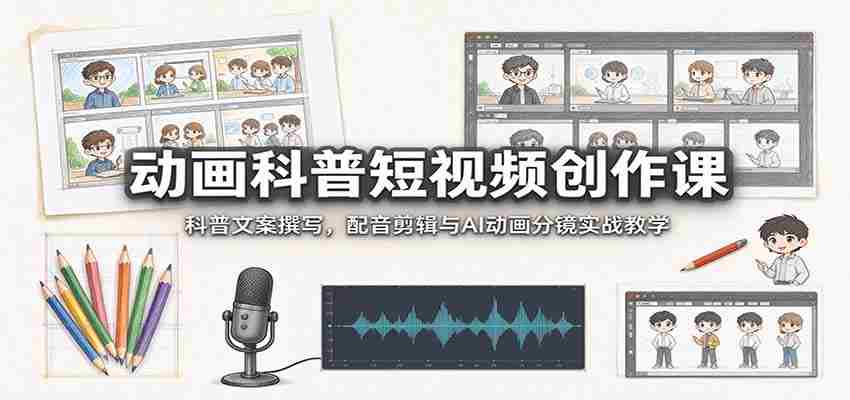 动画科普短视频创作课：科普文案撰写，配音剪辑与AI动画分镜实战教学
