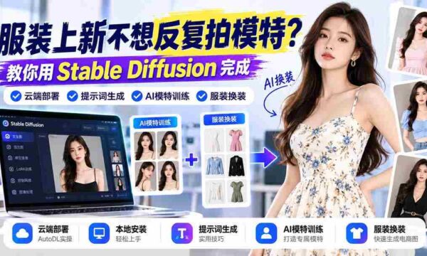告别繁琐模特拍摄！Stable Diffusion助你轻松实现云端部署、智能提示词与AI换装体验