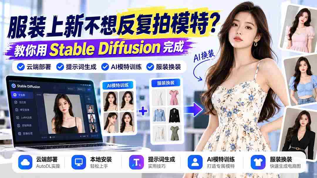 告别繁琐模特拍摄！Stable Diffusion助你轻松实现云端部署、智能提示词与AI换装体验