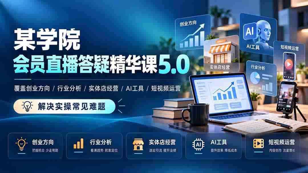 探索创业之道，行业洞察与实体经营秘诀——某学院会员直播课5.0，AI助力短视频运营，解密实操难题全方位解析！