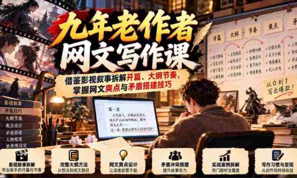 资深网文作者倾囊相授：影视叙事解析，揭秘开篇大纲节奏，解锁爽点矛盾构建之道